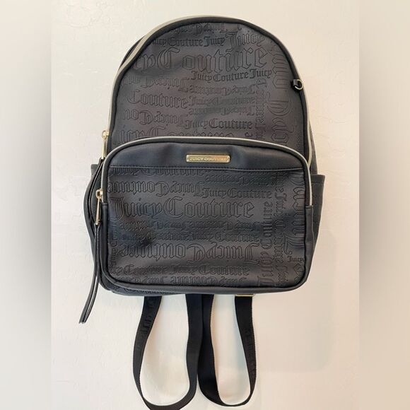 Juicy Couture Black Embossed Logo Word Play Backpack - Picture 2 of 9